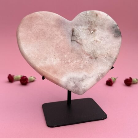 Pink Amethyst Heart on stand