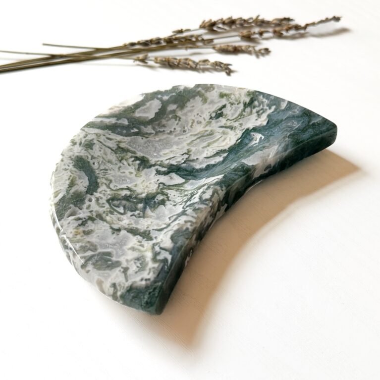 Moss Agate Moon Bowl (H)