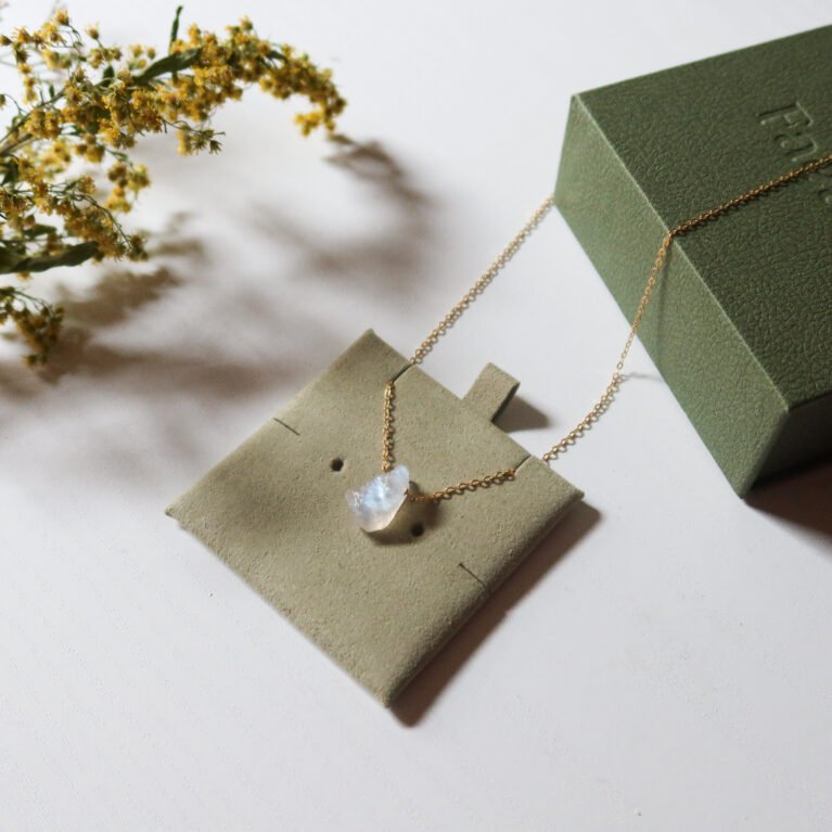 Dainty raw moonstone necklace