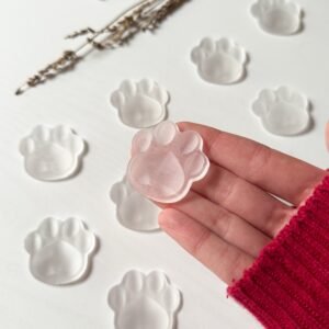 Snowy Paws (Selenite Paw Carving)